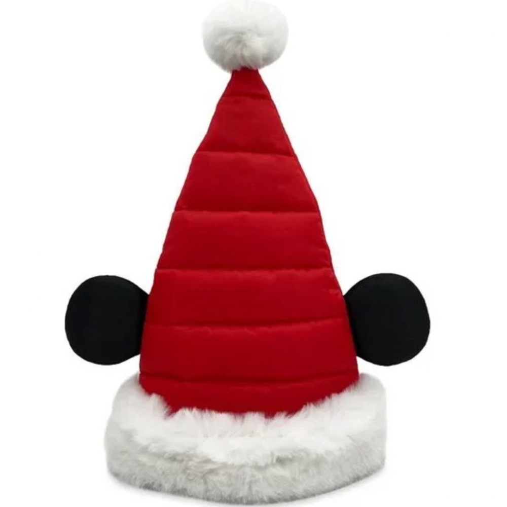 Disney Parks Christmas Holiday Mickey Mouse Quilted Puff Plush Santa Hat